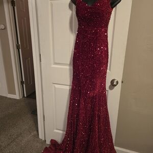 Fashion Nova Red Sequin Maxi Dress